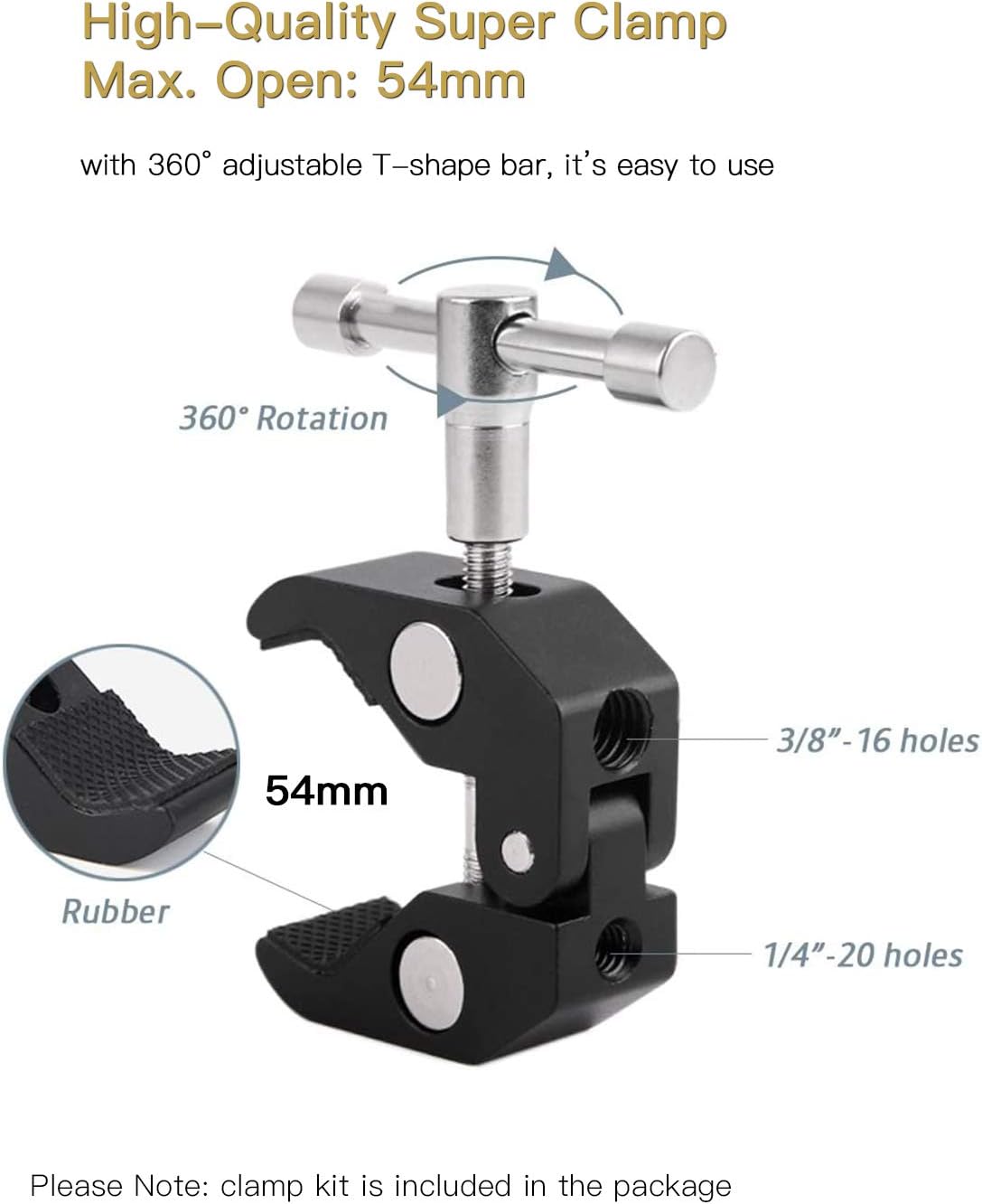 MOSHUSO Camera Mount Clamp with 360° Ballhead Arm, for DSLR Camera/Field Monitor/LED : Camera & Photo