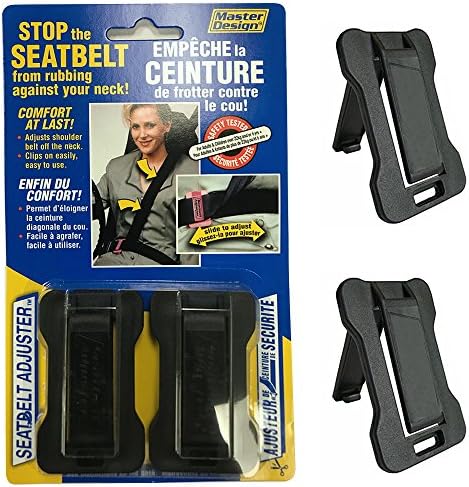 Master Design Seatbelt Adjuster - Provides Comfort for Neck and Shoulder While Driving! (Pack of 2)