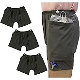 Incontinence Care Trousers, Catheter Leg Bag Shorts with Urine Bag Pockets for Men/Women, Ostomy Drainage Bag Underwear for Elderly(Men-M)