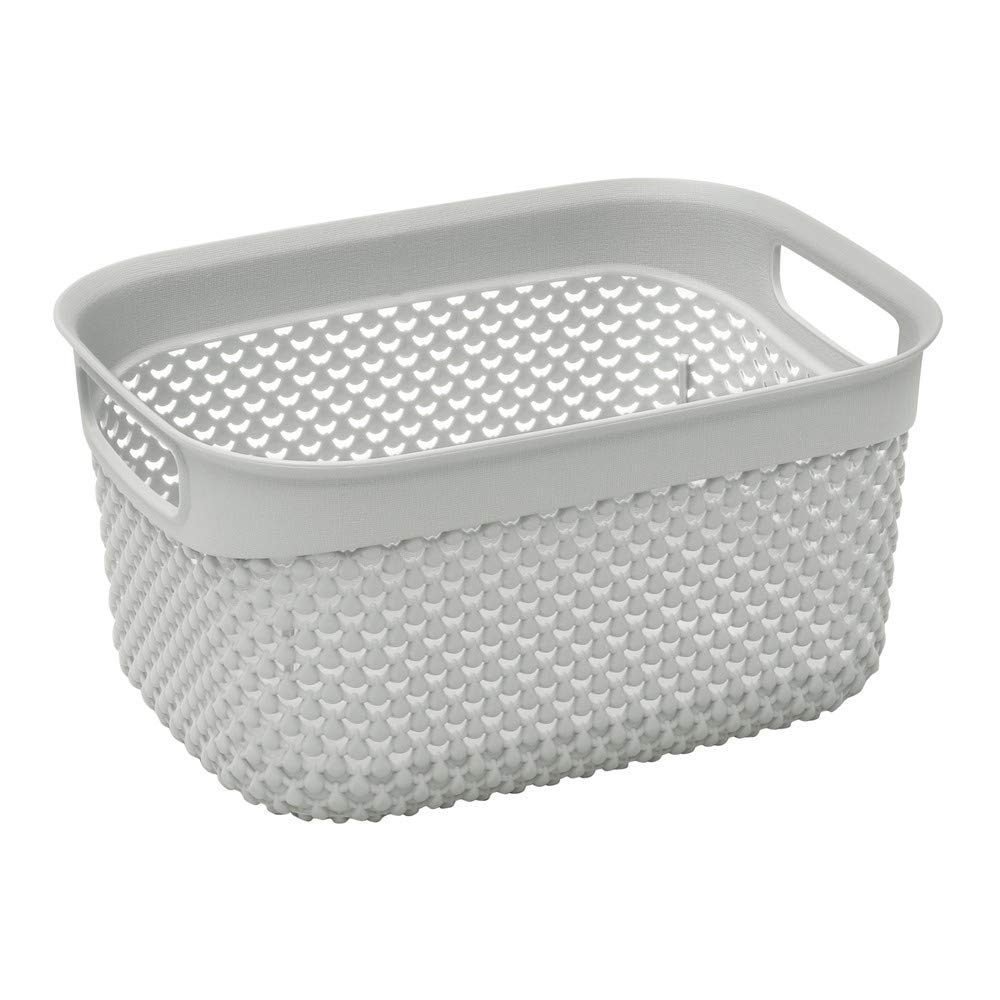 JVL 13-384IG Droplette Design Plastic Storage Box, 3.3Litre, 12 x 24 x 18 cm Approx, Grey, One Size