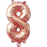 Glanzzeit 16 Inch Rose Gold Balloons Letter A to Z Number 0 to 9 Foil Balloons for Wedding Prom Birthday Party Baby Shower Christmas Decor (Number 8)