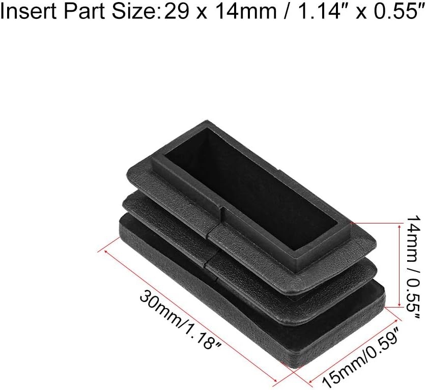 Tapones de plástico rectangulares para patas de sillas 30 mm x 15 mm 50