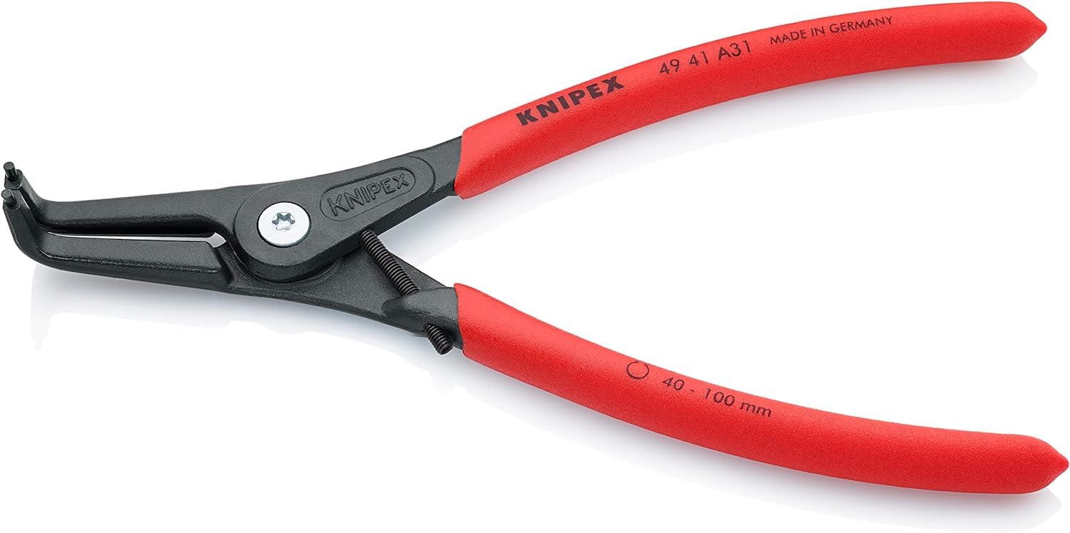 KNIPEX Precision Circlip Pliers for External Circlips on Shafts with Non-Slip Plastic Coating 210 mm, 49 41 A31