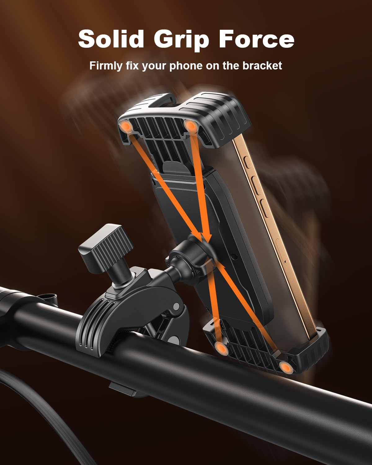 SUPERONE Bike Phone Holder, [1s Lock] Motorcycle Phone Mount, [Anti-Shake] Handlebar Cell Phone Clamp, Scooter Phone Clip for Handlebars with Diameters 0.65-1.2 in, Suitable for 4.7-7.2 in Phones