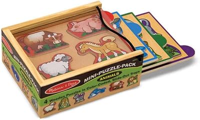 Melissa & Doug Animals Wooden Mini-Puzzle Set with Travel Case 17.8x13cm
