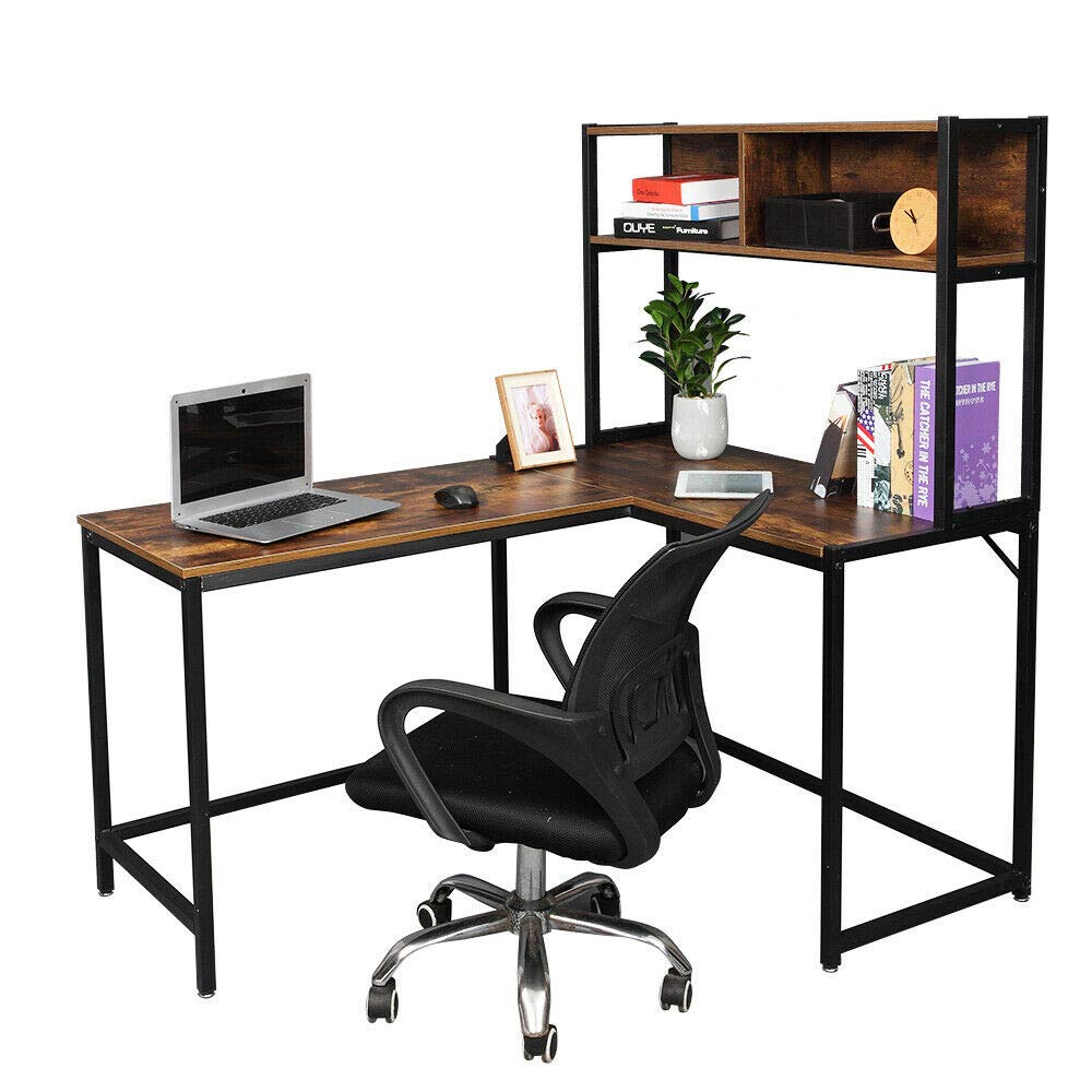 Buy L Shaped Corner Computer Desk with Storage Book Shelf & Hutch, 55