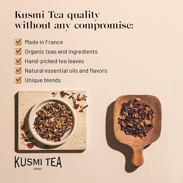 KUSMI TEA – KASHMIR TCHAI – ORGANIC BLACK TEA FLAVORED WITH ANISE, CARDAMOM, CINNAMON, GINGER & CLOVES – SMOOTH, FLAVOURFUL, CAFFEINATED TEA – LOOSE LEAF TEA – TIN BOX OF 3.5 OZ