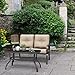 Giantex 2 Pcs Patio Loveseat with Coffee Table Outdoor Bench with Cushion and Metal Frame, Loveseat Furniture Set Sofa for Garden, Yard, Patio or Poolside