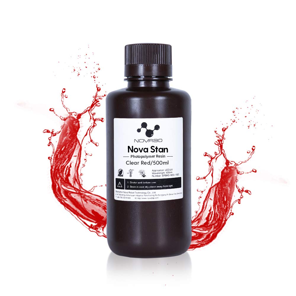 NOVA3D 3D Printer Resin Low Odor 405nm Printer Resin for LCD 3D Printer UV Curing Standard Resin Clear Red 0.5KG: Industrial & Scientific