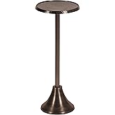 Kate and Laurel Sanzo Modern Pedestal Drink Table; 9 x 9 x 23; Bronze; Decorative End Table with Hammered Tabletop