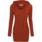 BEPEI Womens Long Sleeve Tunic Hoodie Dressy String Sweatshirts With Pockets