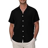 KYKU Cotton Shirt for Men: Casual Beach Summer Button Down Short Sleeve Clothes