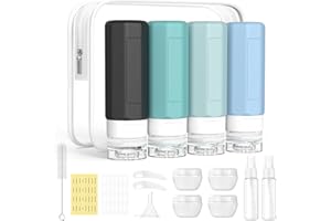 Redfly 17Pack Travel Containers for Toiletries, TSA Approved Silicone Travel Shampoo and Conditioner Bottles, Leak Proof Refillable Squeeze Bottles Traveling Essentials for Women & Men - Grey