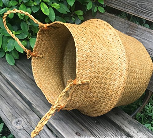 image for Rainforce Natural Seagrass Belly Basket Panier Storage Plant Pot Colla