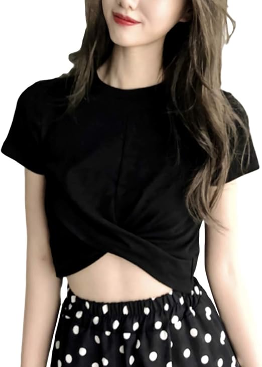 Amazon ドナリー Tシャツ カットソー ねじれ 半袖 シンプル 無地 レディース Tシャツ カットソー 通販