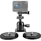 Chelhead Heavy-Duty Magnetic Camera Mount with 2 Base Metal for Gopro | 360&deg;Rotation 1/4'' Thread Universal Car Magnetic Camera Holder Compatible with GoPro Hero, DJI, Insta360, Sjcam