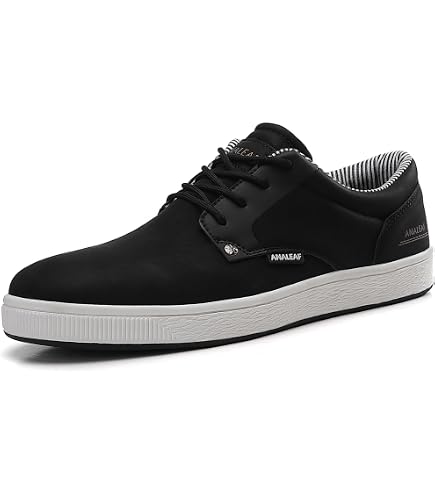 Analeaf Mens Size 10.5 Black Faux Leather Lace Up Oxford Comfort Sneakers Shoes Amazon.com | ANALEAF Men main image 3