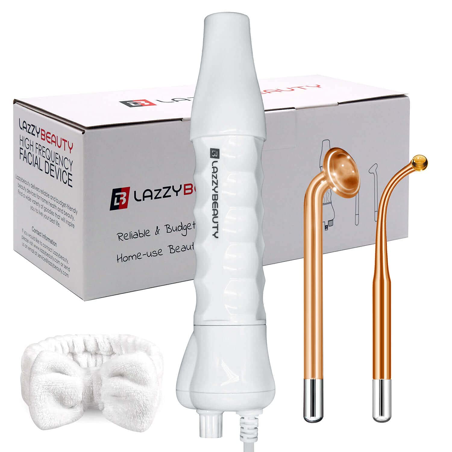 Lazzybeauty High Frequency Facial Machine Portable Handheld Highfrequency Skin Therapy Wand w/Neon Mushroom Bent Replacement Tube Spot Acne Wrinkles Remover Puffy Eyes Professional Skin Care Tool: Beauty