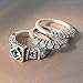 Inspirational Silver Swarovski Crystal Boho Longevity Stack Rings - Set of 3 Stacking Rings