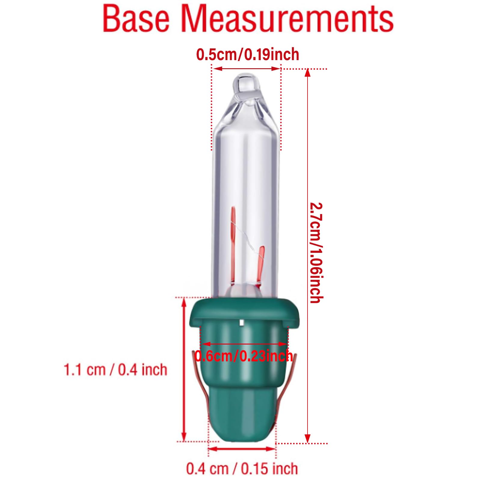 Mudder 50 Pcs Replacement Mini Light Bulbs Christmas Tree 2.5 V Incandescent Glass String Light Bulbs with Base Indoor Outdoor Xmas Decoration, 0.17 Ampere, 0.425 Watt (Clear,Green)