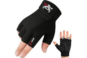 BEAST RAGE Workout Gloves for Men, Durable Palm Grip Gym Gloves Women Half Finger Elasticated Training Weight Lifting Strength Bodybuilding Anti Slip Cycling Gloves Exercise