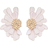 MALOYANVE Flower Earrings for Women Elegant Enamel Bohemian Vintage Retro Multi Colored Big Statement Floral Daisy Stud Earrings Summer Spring Jewelry Gifts