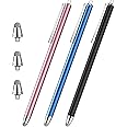 Stylus Pens for Touch Screens,Granarbol Precise Long Stylus Touch Screen Pen with 3 Extra Replaceable Fiber Tips Capacitive Stylus for iPad iPhone Tablets All Universal Touch Devices (3 Pcs)