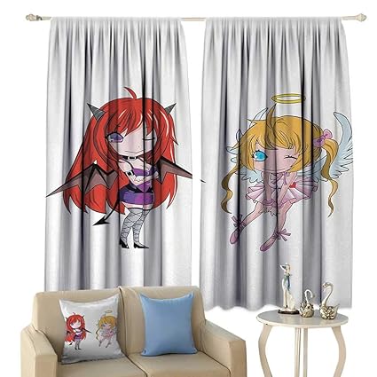 Amazon Com Fengruiyanjing Anime Window Curtain Drape Angel Girl