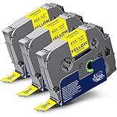 Labelwell TZe-631 TZ 12mm 0.47 Laminated Black on Yellow Compatible with Brother P Touch Label Tape TZe631 Refills for Brother Ptouch PTH110 PT-D220 D210 D400 D600 H103W 2040 Label Maker, 3-Pack