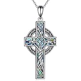 SHEAISRS Tree of Life Necklace 925 Sterling Silver Abalone Cross Necklace for Women Cross Jewelry Gifts