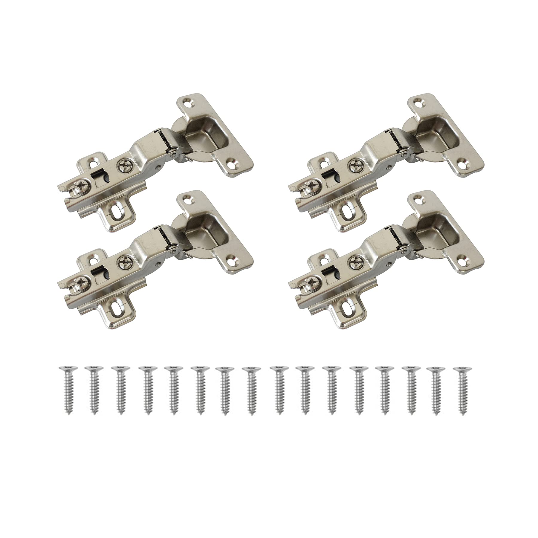 LIKERAINY 95 Degree Standard Half Overlay Hinges 35mm with Slide-on Assembly Kitchen Cabinet Cupboard Wardrobe Door Hinge Pack of 4