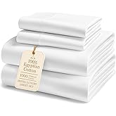 100% Egyptian Cotton Sheets King Size - 1000 Thread Count Silky Sateen King Size Sheets Set, Naturally Cooling & Breathable, Ultra-Soft Hotel Luxury Sheets with 15" Snug Fit Deep Pockets - White