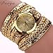 Hunputa New Hot Bohemian Womens Rose Casual Bracelet Wrist Watch En Cuir Montre-Bracelet (Gold)