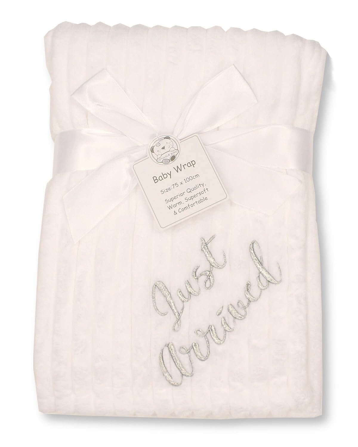 Baby Coral Fleece Stripe Wrap Blanket Embroidery