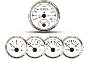 ELING Gauge Set 2in1 GPS Speedometer 200km/h with Tachometer 8000RPM Fuel Level 0-190ohm Water Temperature 40-120℃ Oil Pressu