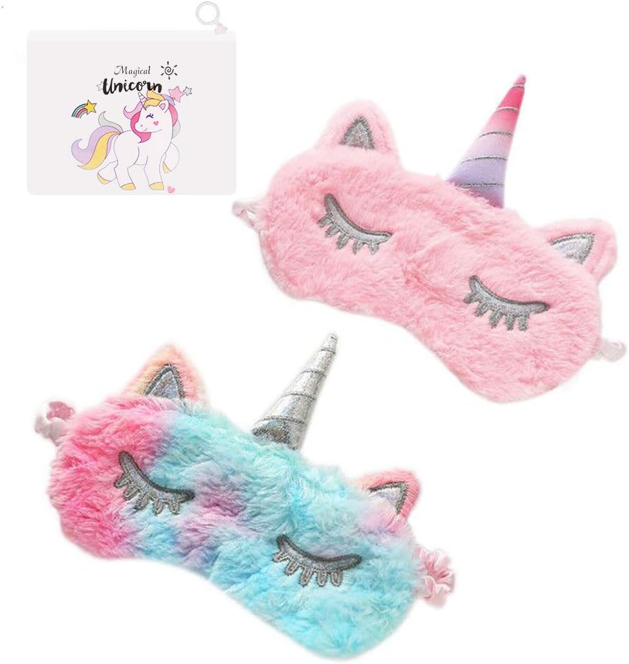 ASPORITNG Unicorn Sleeping Mask, 2 Pack Girls Soft Plush Blindfold Mask, Cute Unicorn Kids Sleep Mask: Health & Personal Care