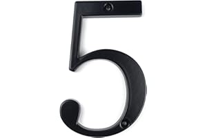 HASWARE House Number Sign 4 inch Modern Door Numbers Signage Plaque Street Home Address Numerals Zinc Alloy (5, Black)