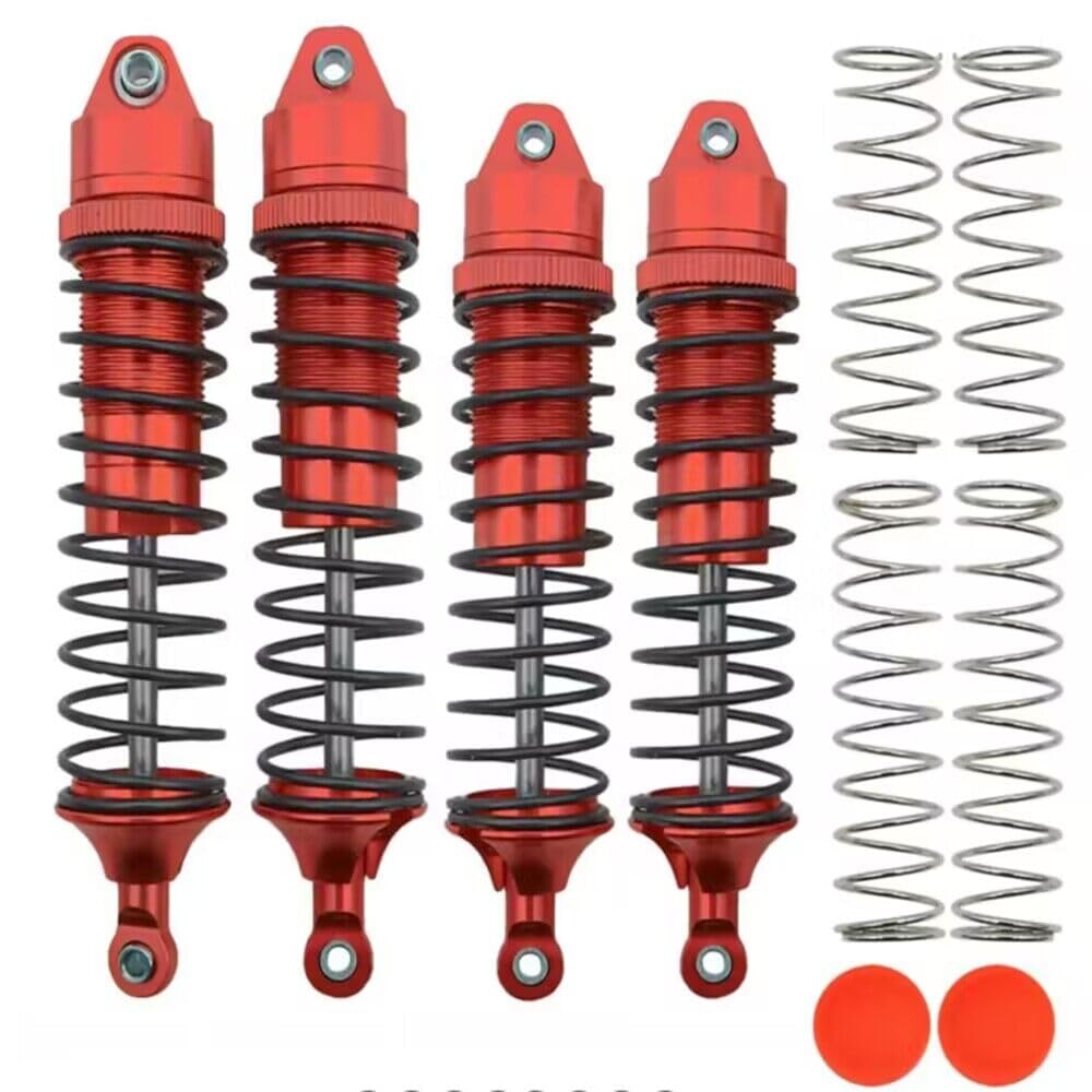 RCAWD Full Aluminum Big Bore Shocks for Traxas Slash 4WD 4x4 Upgrades Parts, 1/10 Traxas Stampede 4WD 4x4,Traxas Hoss 4WD 4x4,Traxas Rustler 4WD 4x4(Red)