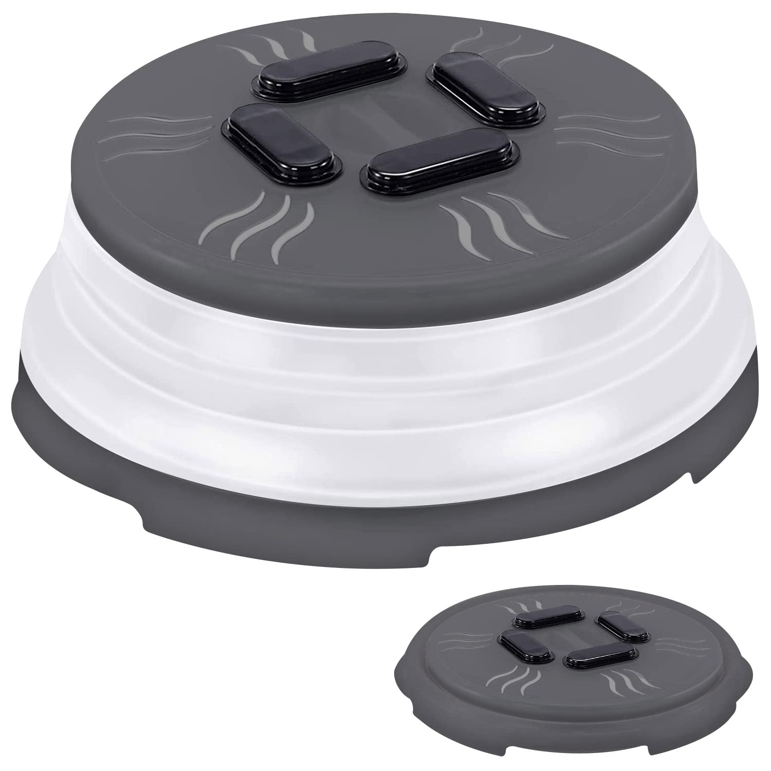 Photo 1 of Hover Cover Collapsible Magnetic Splatter Cover, 10-Inch Clear BPA-Free Food Lid Vented Plate Guard with Steam Vents, Anti-Splash Microwave Lid, Dishwasher Safe Space-Saving Magnetic Storage, Charcoal