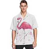 visesunny Hawaiian Shirt for Men Pink Flamingo