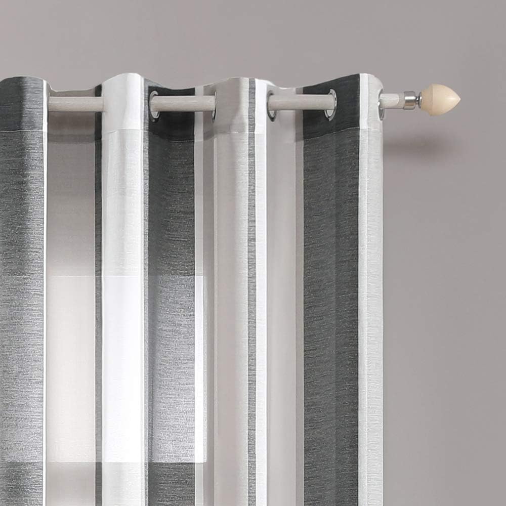 MIULEE 2 Panel Contemporary Decorative Ring Top Eyelet Voile Curtains Sheer Panels for Bedroom Livingroom Nursery Room 55Inch wide x88 Drop (140cm wide x 225cm Drop) Grey - Image 3
