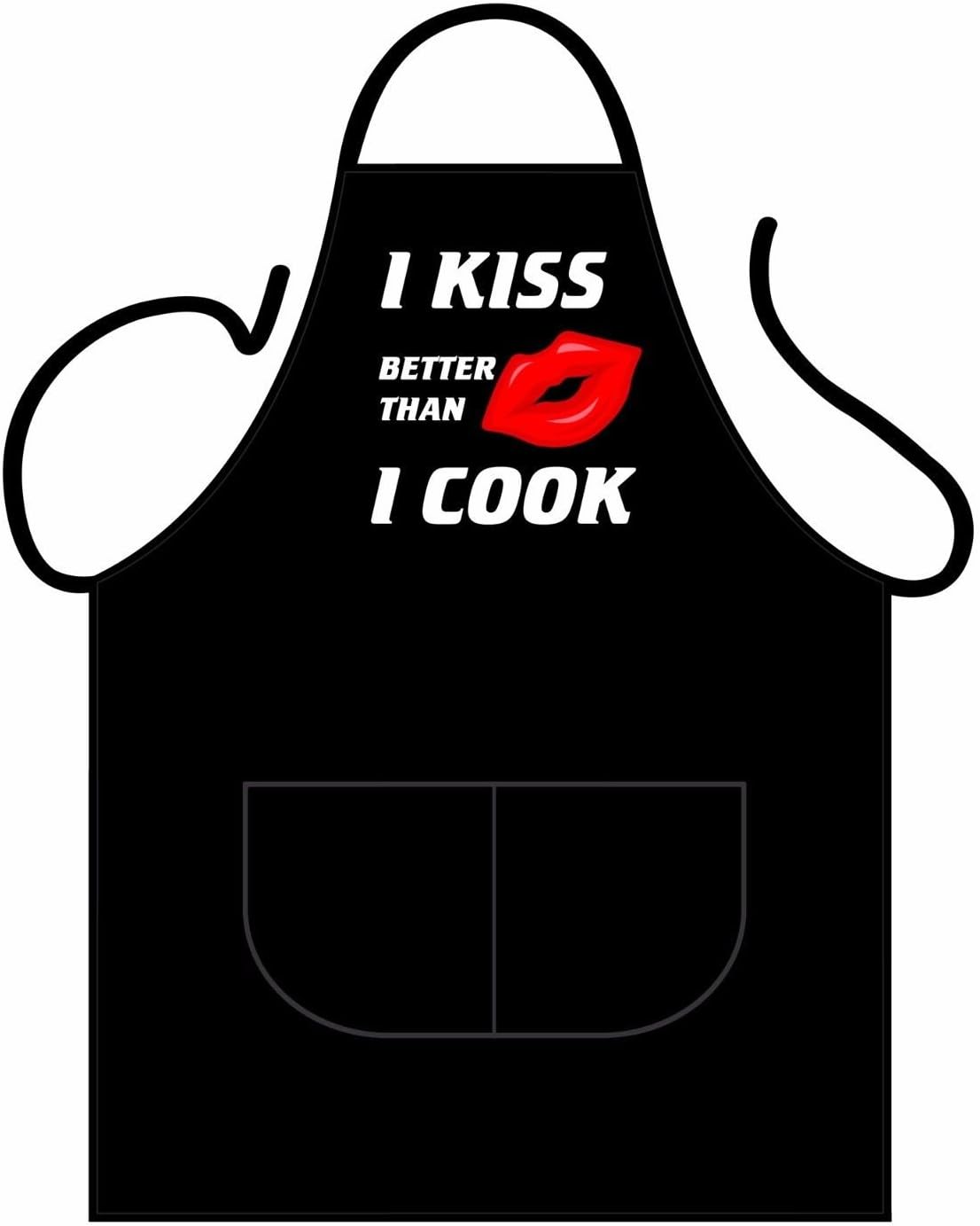 Iconic Aprons I Kiss Better Than I Cook Apron, Polyester-Cotton, Multi-Colour, 90 x 69 x 0.1 cm