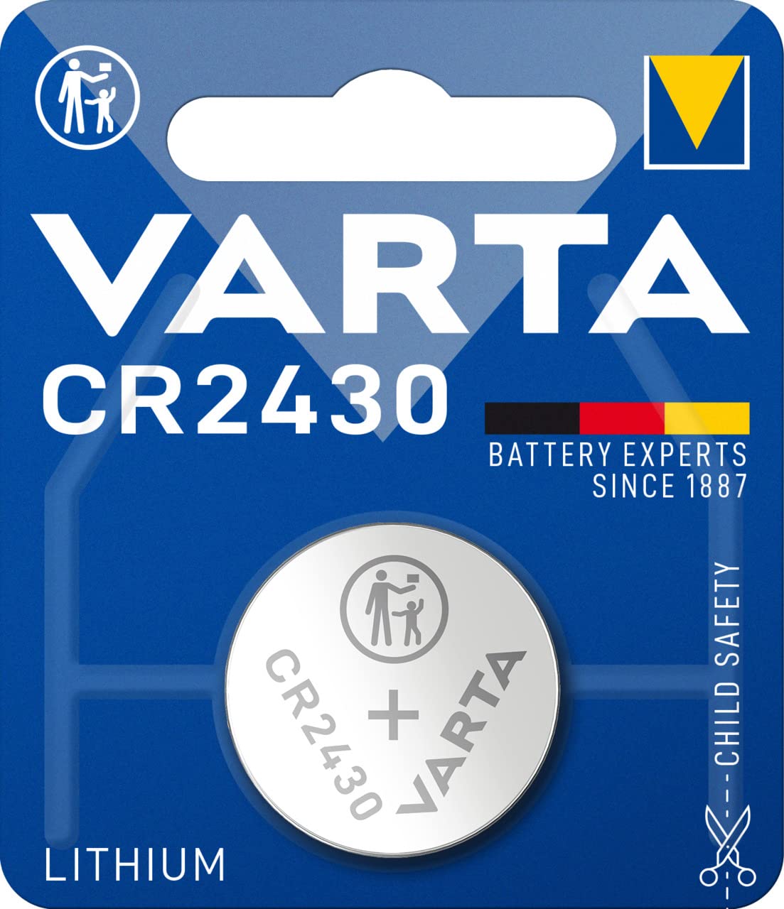 VARTA Batteries Electronics CR2430 Lithium button cell 3V battery 1-pack, Button cells in original blister pack of 1