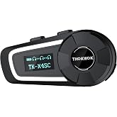 THOKWOK Motorcycle Helmet Intercom, TK-X4SC Motorcycle Headphones for 6 Riders Up to 2000m, Helmet Bluetooth Headset with Music Share/Noise Reduction/Bluetooth 5.4/LCD Screen (1 Pack)
