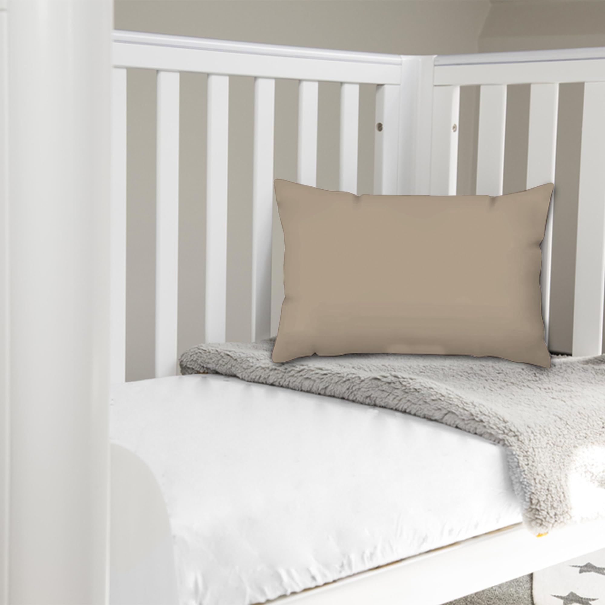 Pizuna Crib Pillow Cover 40x60cm Simply Taupe, 2pc 400 Thread Count 100% Long Staple Cotton Highly Breathable Sateen Weave Baby Toddler Pillow Cases For Boys And Girls By — image 1