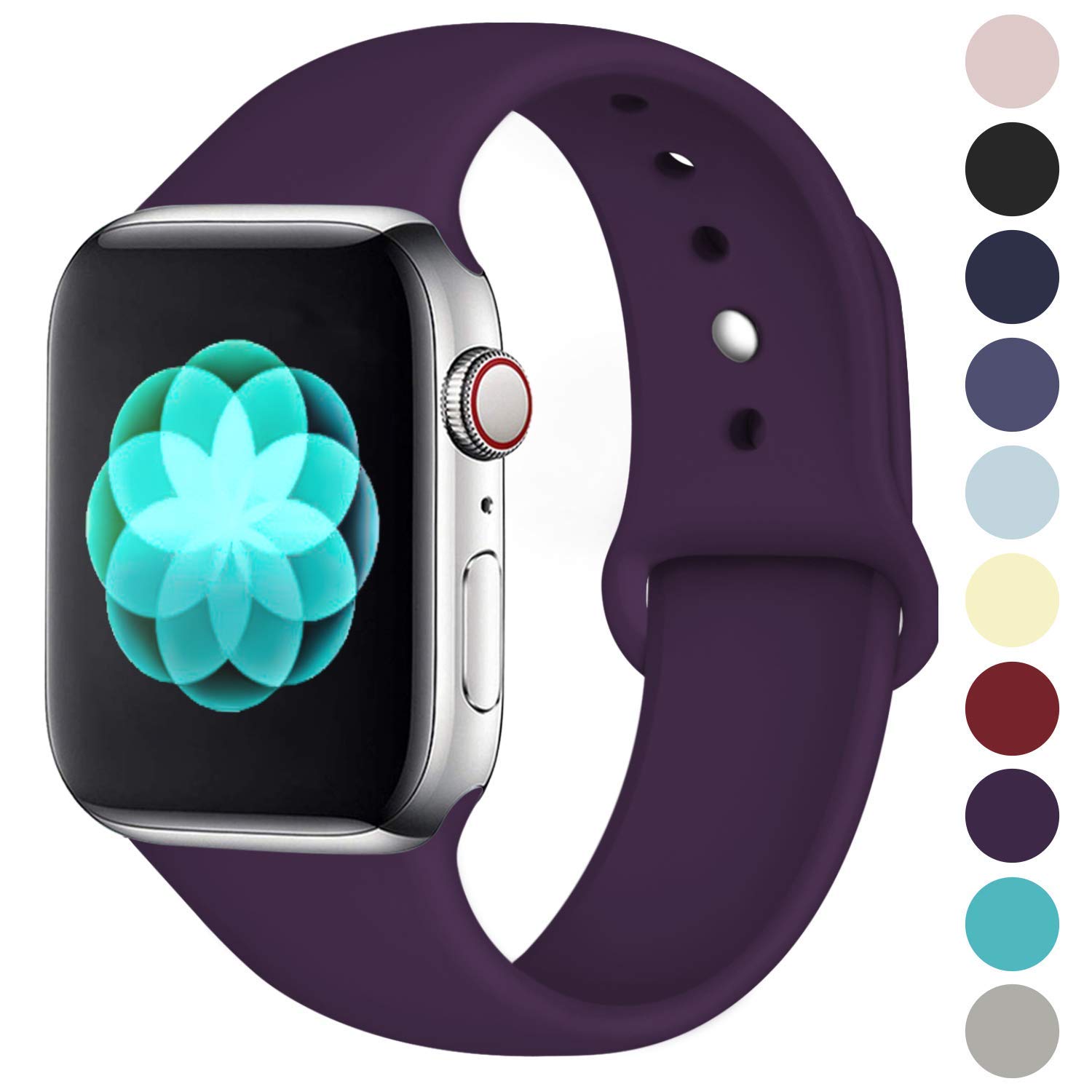 Ilopee Waterproof Sport Band Compatible With Apple Watch Series 5 4 3 2 1 Strap For Iwatch 38mm 40mm Plum M L Amazon In Electronics