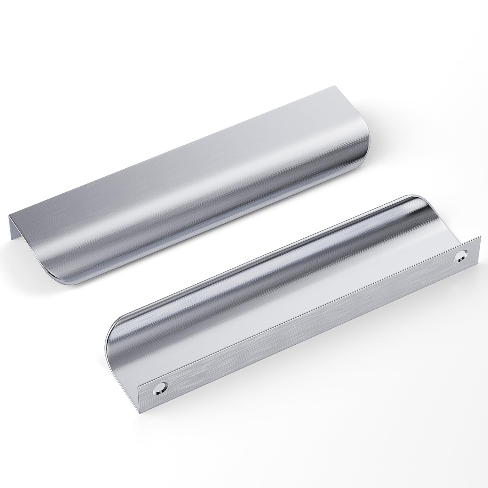 goldenwarm 10Pack 128mm(5in) Brushed Nickel Cabinet Handles Modern Drawer Handle Aluminum Finger Edge Pull Curved Profile Handle Concealed Furniture Handles Brushed Nickel Wardrobe Handles