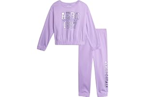 AEROPOSTALE Girls Sweat Suit Set - 2 Piece Soft Fleece Pullover Graphic Crewneck Sweatshirt and Jogger Pants for Girls (4-12)
