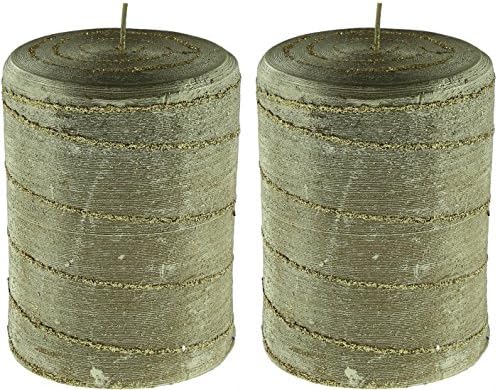 Jay Imports Gold Velvet Glitter 3"x 4" Pillar Candle, Set of 2