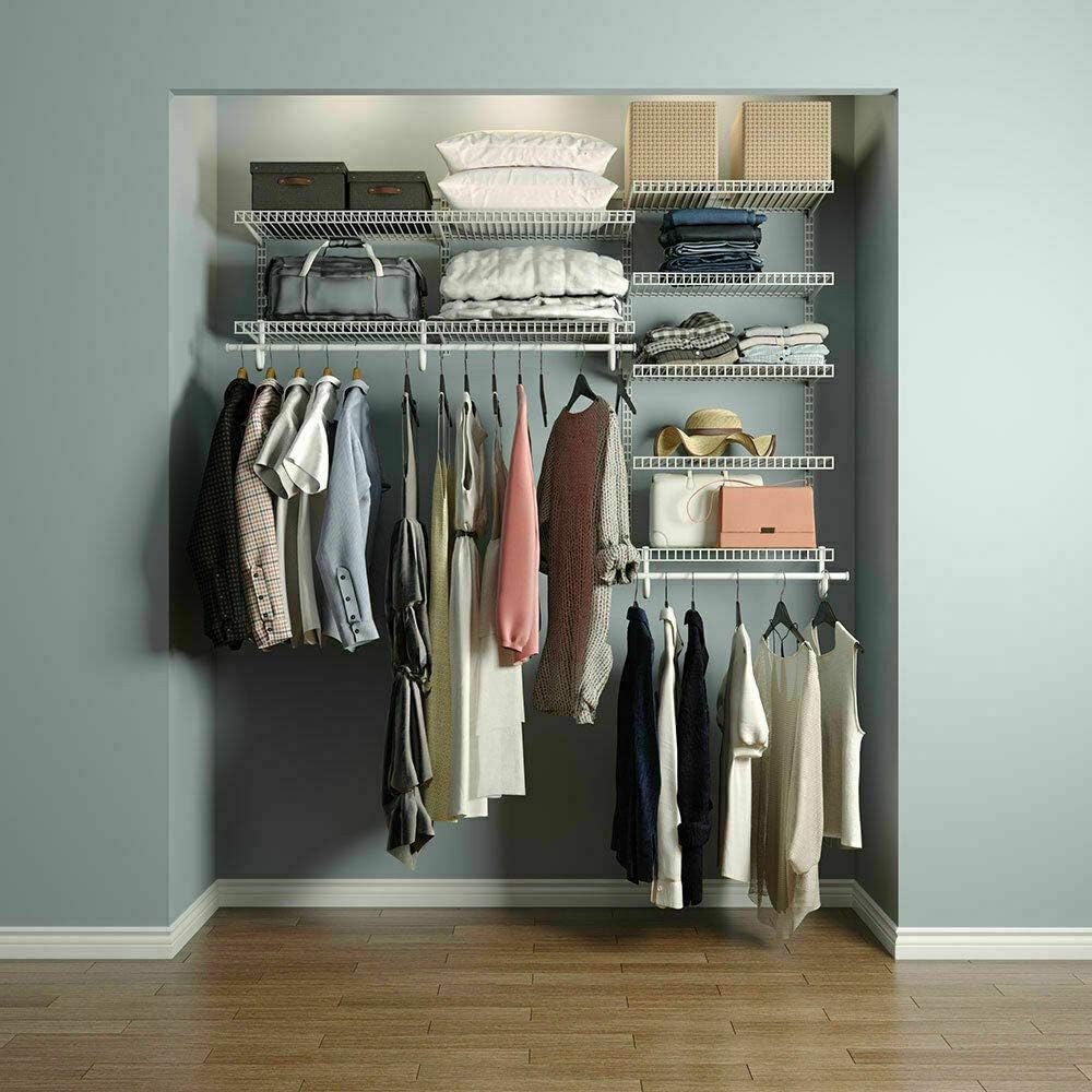 Amazon Com Closet Organizer Shelves System Kit Expandable Clothes Storage Metal Rack 4 6 Foot Home Kitchen